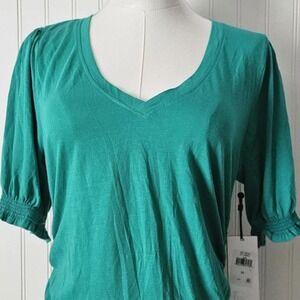 NWT DKNY Jeans short sleeve top with ruffle sleeves Size M